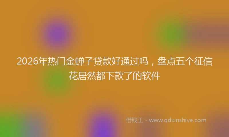 2026年热门金蝉子贷款好通过吗，盘点五个征信花居然都下款了的软件