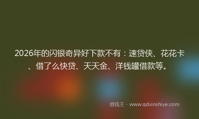 2026年的闪银奇异好下款不有：速贷侠、花花卡、借了么快贷、天天金、洋钱罐借款等。