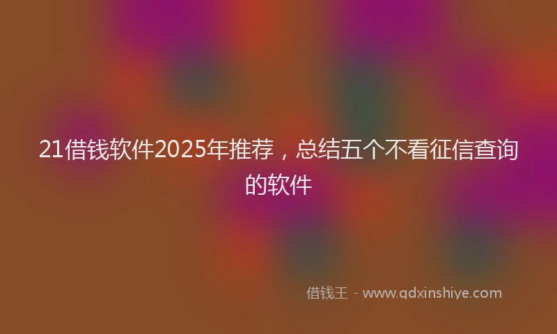 21借钱软件2025年推荐，总结五个不看征信查询的软件