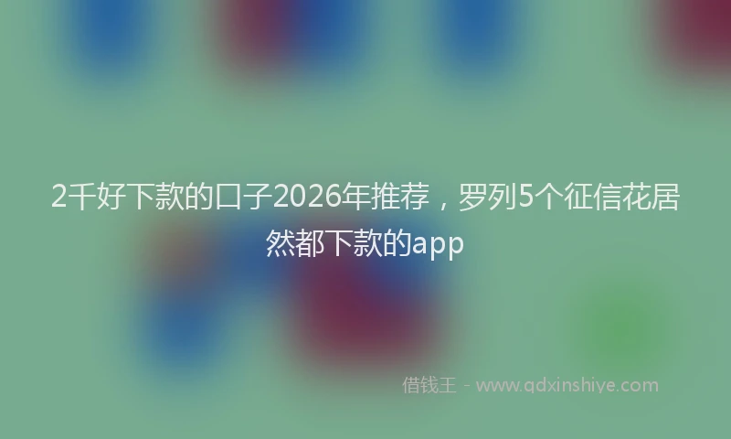 2千好下款的口子2026年推荐，罗列5个征信花居然都下款的app