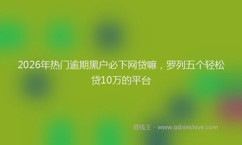 2026年热门逾期黑户必下网贷嘛，罗列五个轻松贷10万的平台