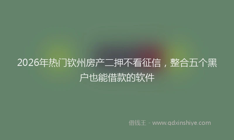 2026年热门钦州房产二押不看征信，整合五个黑户也能借款的软件