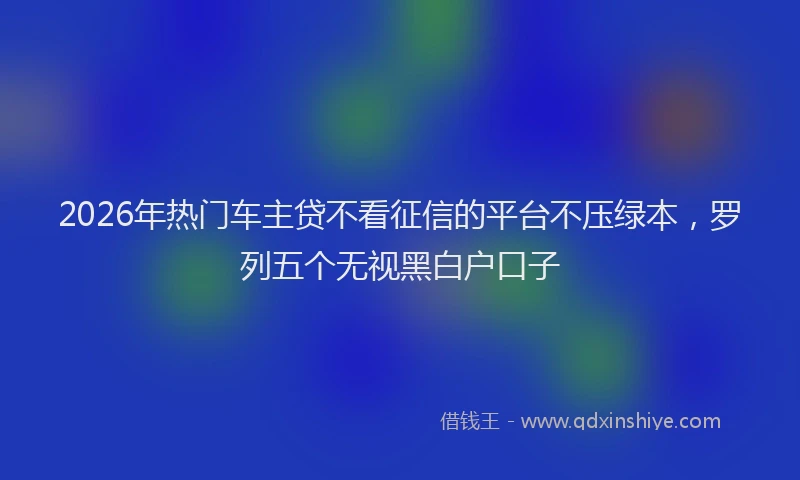 2026年热门车主贷不看征信的平台不压绿本，罗列五个无视黑白户口子