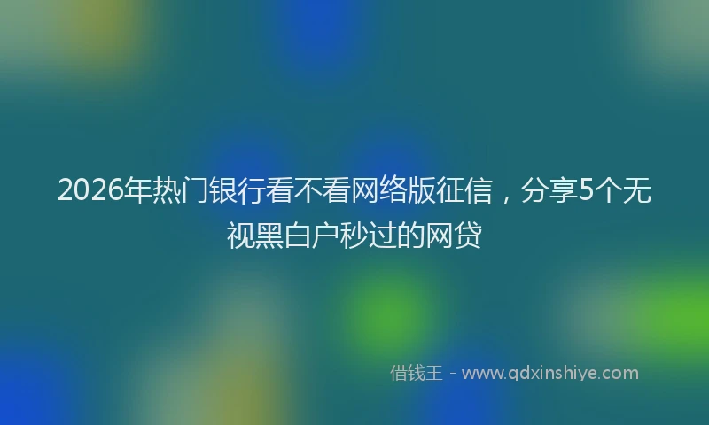 2026年热门银行看不看网络版征信，分享5个无视黑白户秒过的网贷