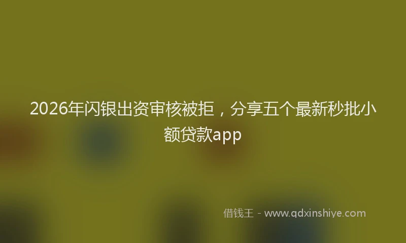 2026年闪银出资审核被拒,分享五个最新秒批小额贷款app