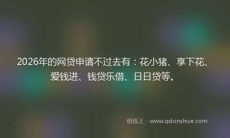 2026年的网贷申请不过去有：花小猪、享下花、爱钱进、钱贷乐借、日日贷等。