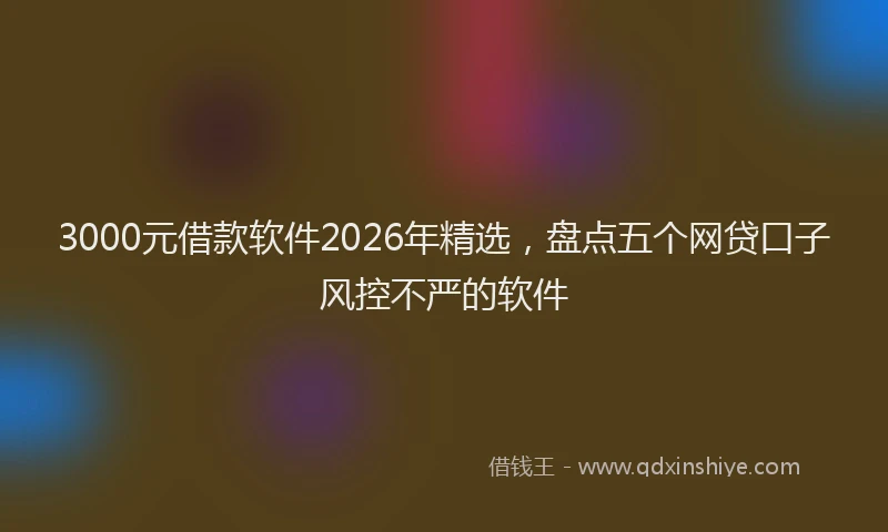3000元借款软件2026年精选，盘点五个网贷口子风控不严的软件