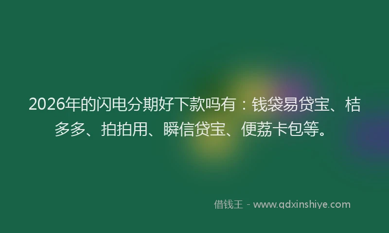 2026年的闪电分期好下款吗有：钱袋易贷宝、桔多多、拍拍用、瞬信贷宝、便荔卡包等。