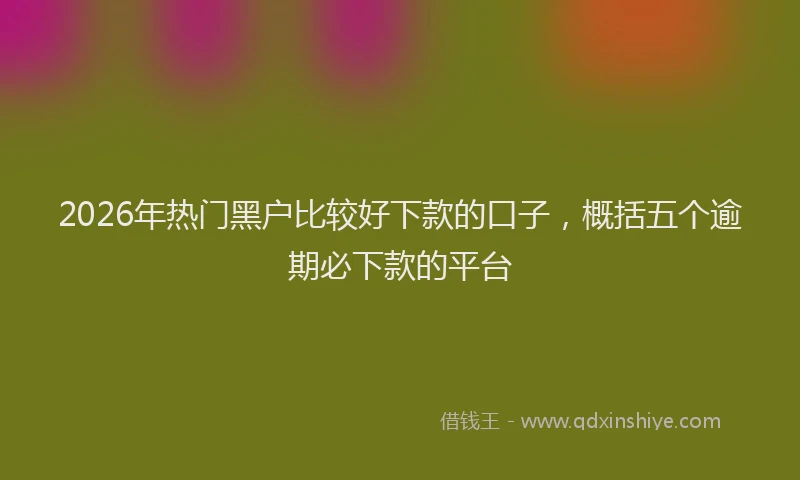2026年热门黑户比较好下款的口子，概括五个逾期必下款的平台