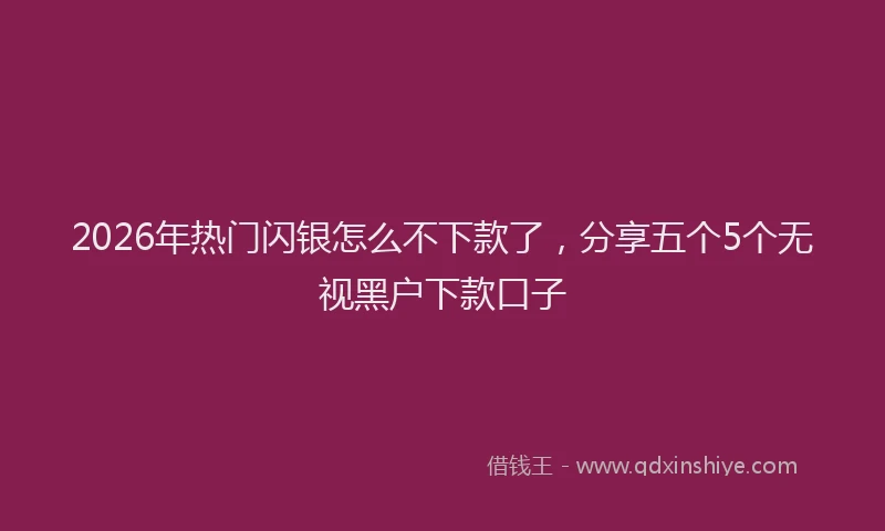 2026年热门闪银怎么不下款了，分享五个5个无视黑户下款口子