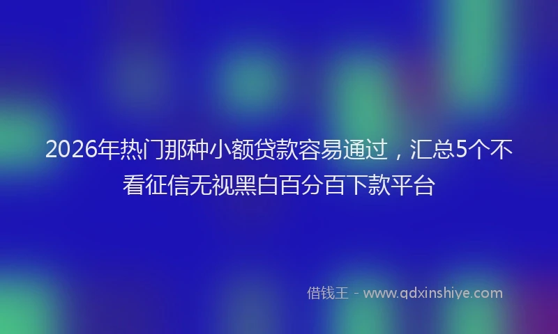 2026年热门那种小额贷款容易通过，汇总5个不看征信无视黑白百分百下款平台