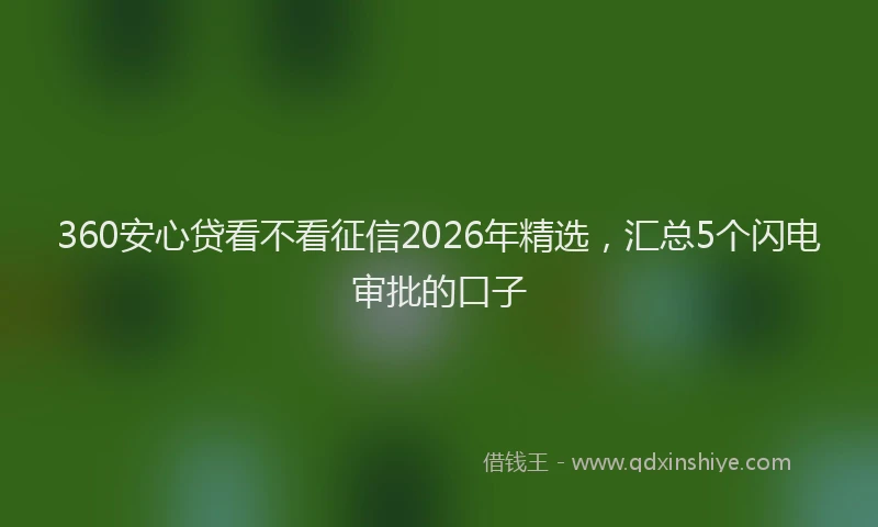360安心贷看不看征信2026年精选，汇总5个闪电审批的口子