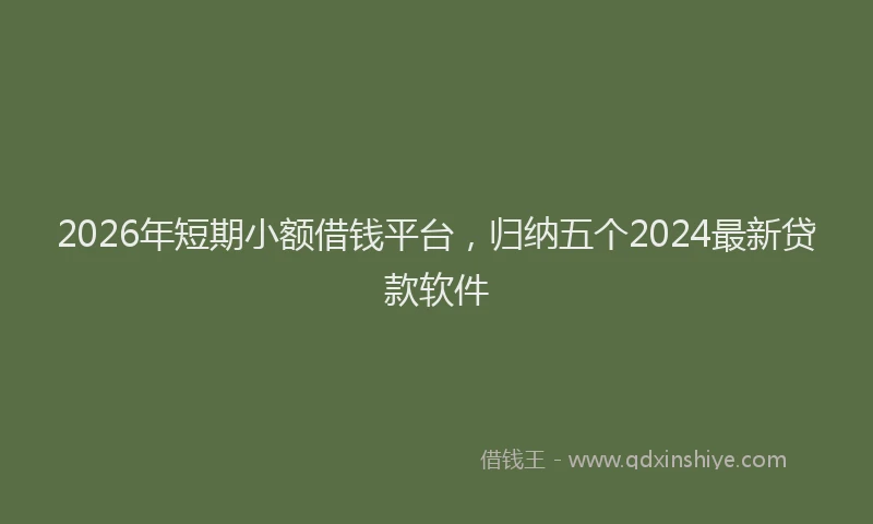 2026年短期小额借钱平台，归纳五个2024最新贷款软件