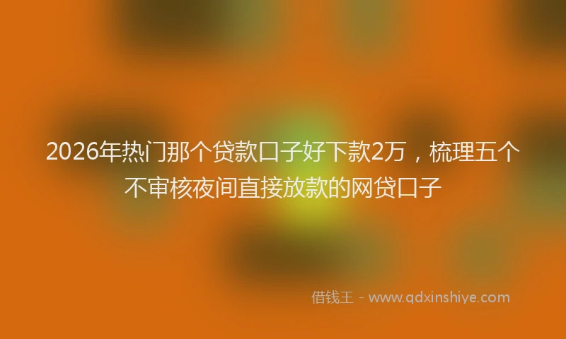 2026年热门那个贷款口子好下款2万，梳理五个不审核夜间直接放款的网贷口子