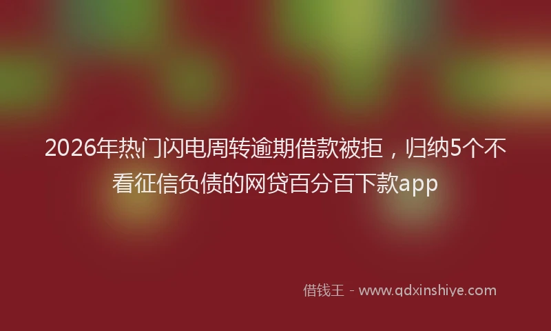 2026年热门闪电周转逾期借款被拒，归纳5个不看征信负债的网贷百分百下款app