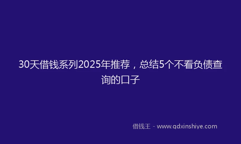 30天借钱系列2025年推荐，总结5个不看负债查询的口子