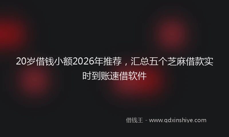 20岁借钱小额2026年推荐，汇总五个芝麻借款实时到账速借软件