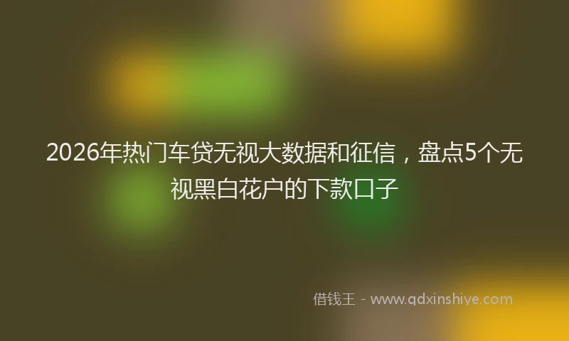 2026年热门车贷无视大数据和征信，盘点5个无视黑白花户的下款口子