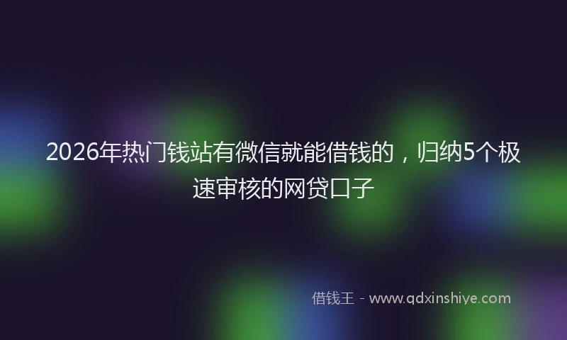 2026年热门钱站有微信就能借钱的，归纳5个极速审核的网贷口子