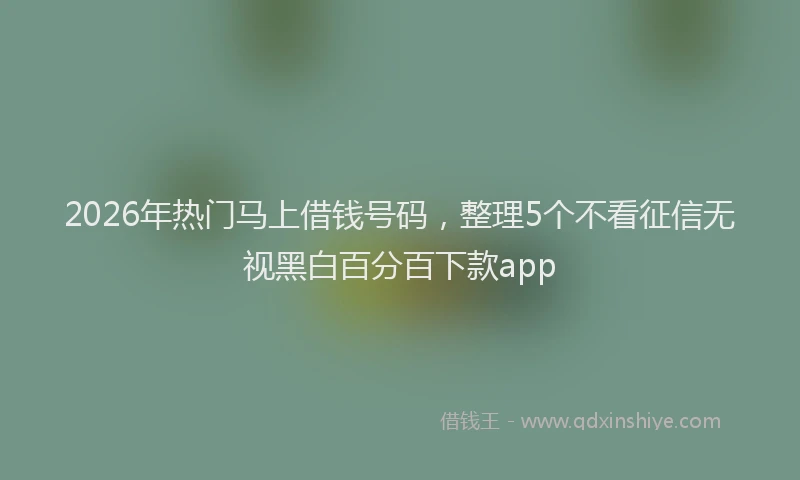 2026年热门马上借钱号码，整理5个不看征信无视黑白百分百下款app