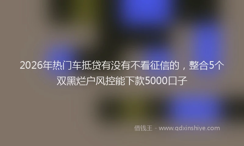 2026年热门车抵贷有没有不看征信的，整合5个双黑烂户风控能下款5000口子