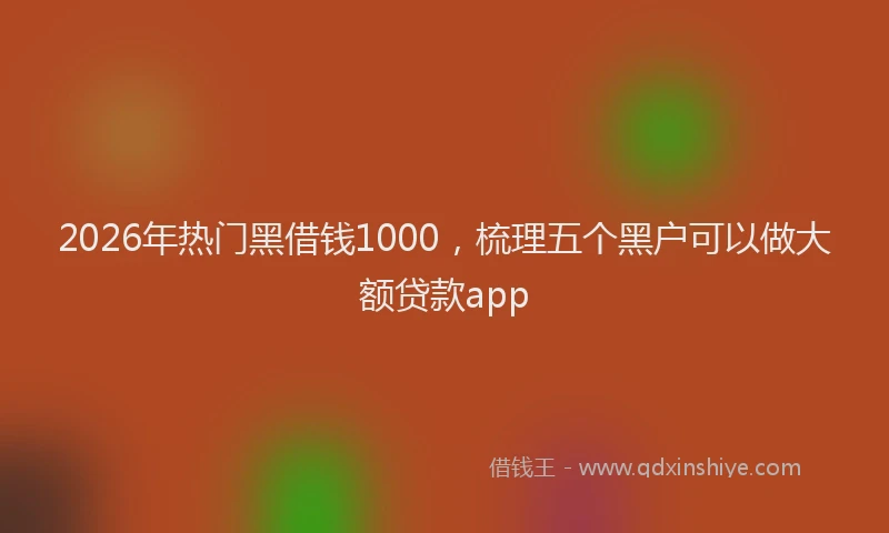 2026年热门黑借钱1000，梳理五个黑户可以做大额贷款app