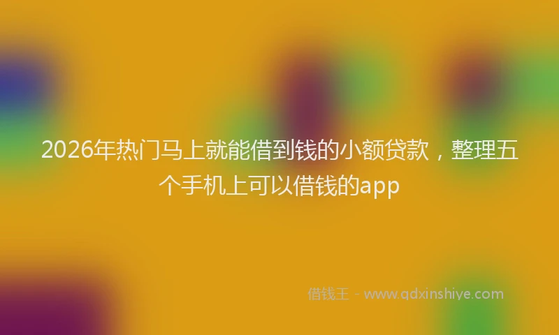 2026年热门马上就能借到钱的小额贷款，整理五个手机上可以借钱的app