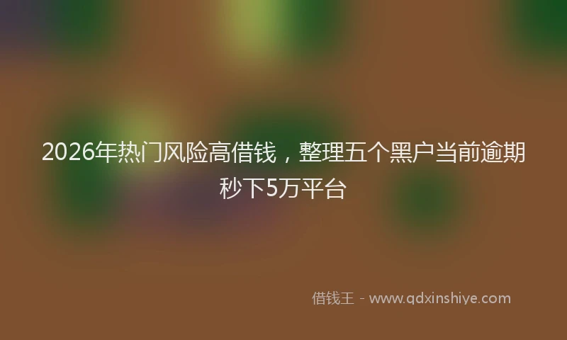 2026年热门风险高借钱，整理五个黑户当前逾期秒下5万平台
