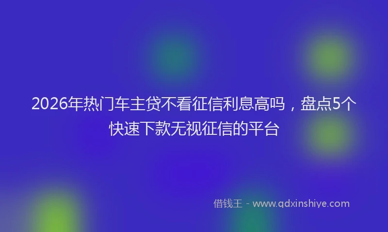 2026年热门车主贷不看征信利息高吗，盘点5个快速下款无视征信的平台