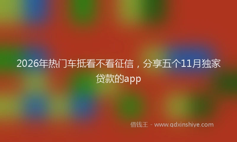 2026年热门车抵看不看征信，分享五个11月独家贷款的app