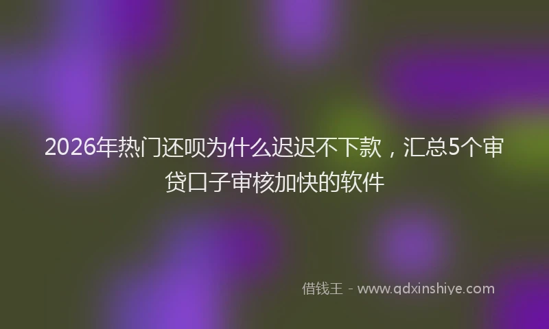 2026年热门还呗为什么迟迟不下款，汇总5个审贷口子审核加快的软件