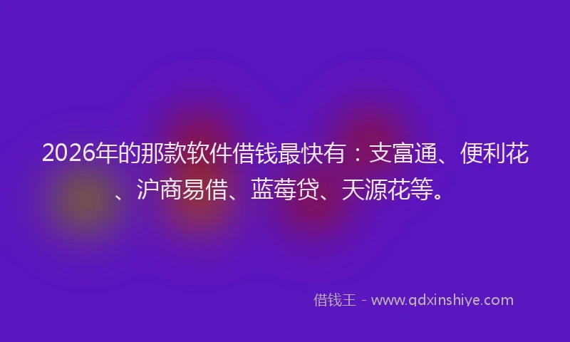2026年的那款软件借钱最快有：支富通、便利花、沪商易借、蓝莓贷、天源花等。