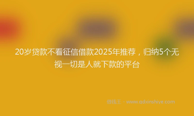 20岁贷款不看征信借款2025年推荐,归纳5个无视一切是人就下款的平台