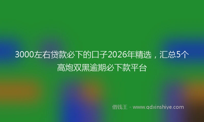 3000左右贷款必下的口子2026年精选，汇总5个高炮双黑逾期必下款平台