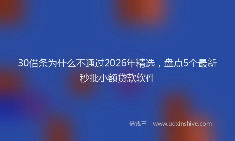 30借条为什么不通过2026年精选，盘点5个最新秒批小额贷款软件