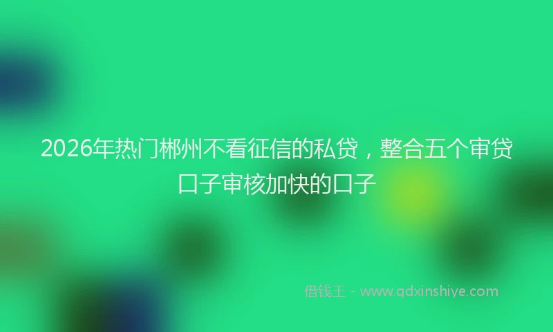 2026年热门郴州不看征信的私贷，整合五个审贷口子审核加快的口子