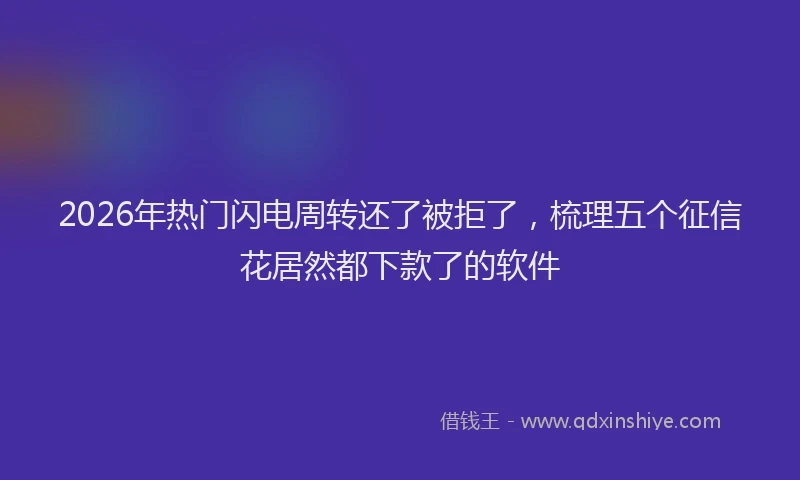 2026年热门闪电周转还了被拒了，梳理五个征信花居然都下款了的软件