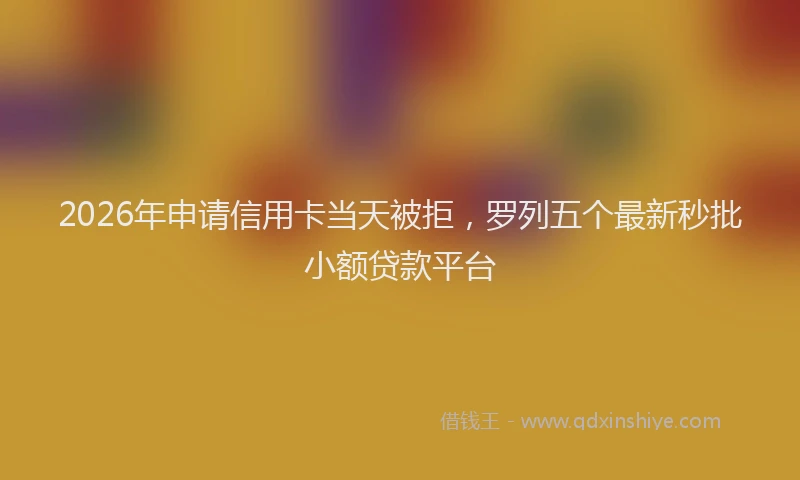 2026年申请信用卡当天被拒，罗列五个最新秒批小额贷款平台