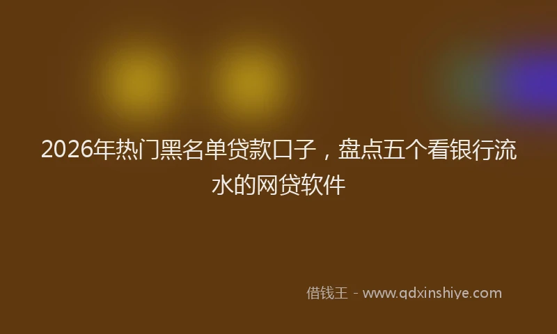 2026年热门黑名单贷款口子,盘点五个看银行流水的网贷软件