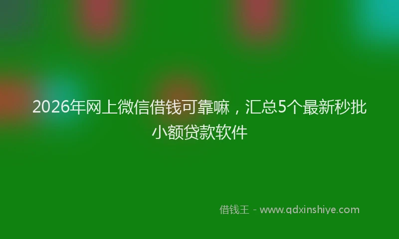 2026年网上微信借钱可靠嘛,汇总5个最新秒批小额贷款软件