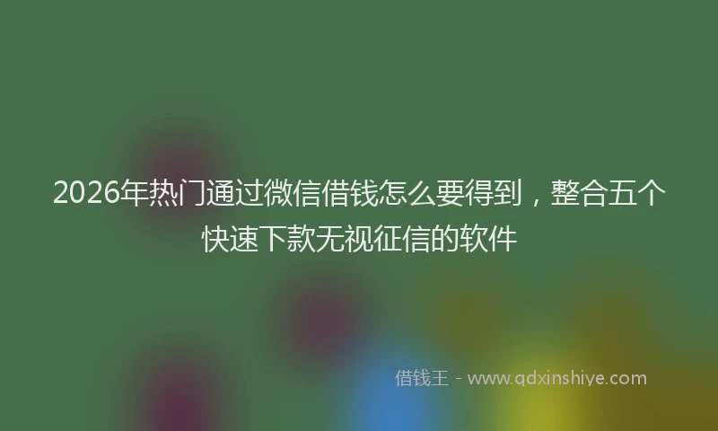 2026年热门通过微信借钱怎么要得到，整合五个快速下款无视征信的软件