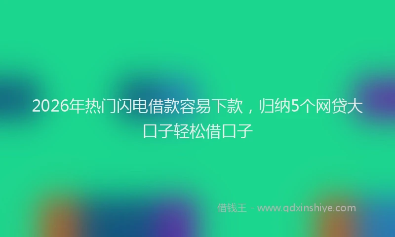 2026年热门闪电借款容易下款，归纳5个网贷大口子轻松借口子