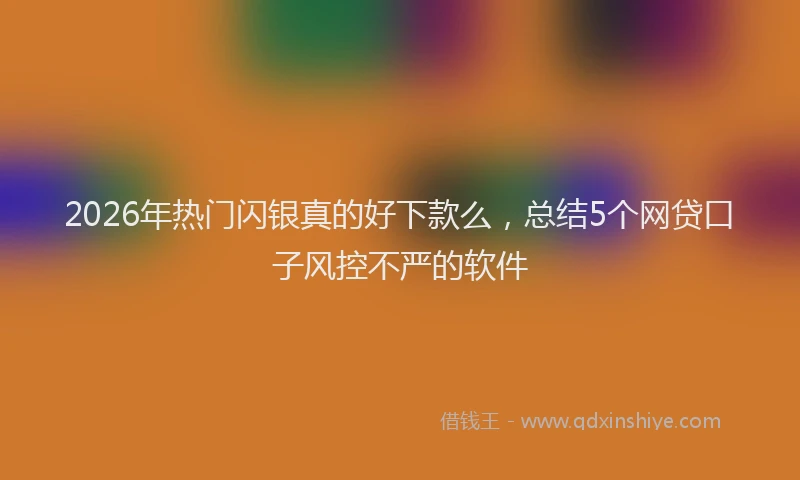 2026年热门闪银真的好下款么，总结5个网贷口子风控不严的软件