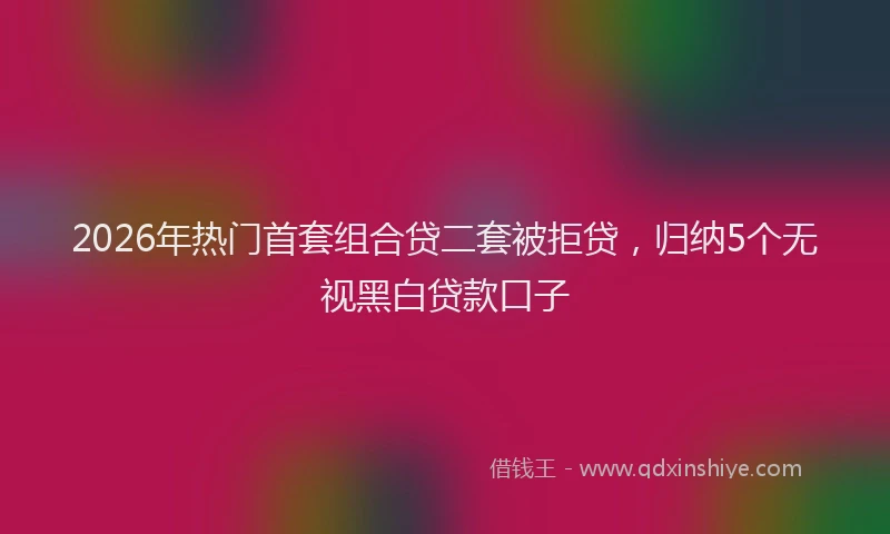 2026年热门首套组合贷二套被拒贷，归纳5个无视黑白贷款口子