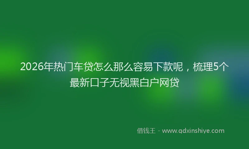 2026年热门车贷怎么那么容易下款呢，梳理5个最新口子无视黑白户网贷