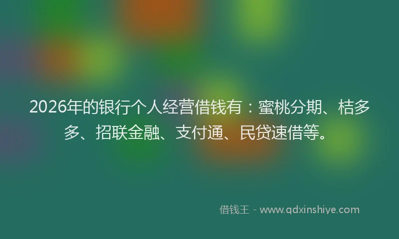 2026年的银行个人经营借钱有:蜜桃分期、桔多多、招联金融、支付通、民贷速借等。