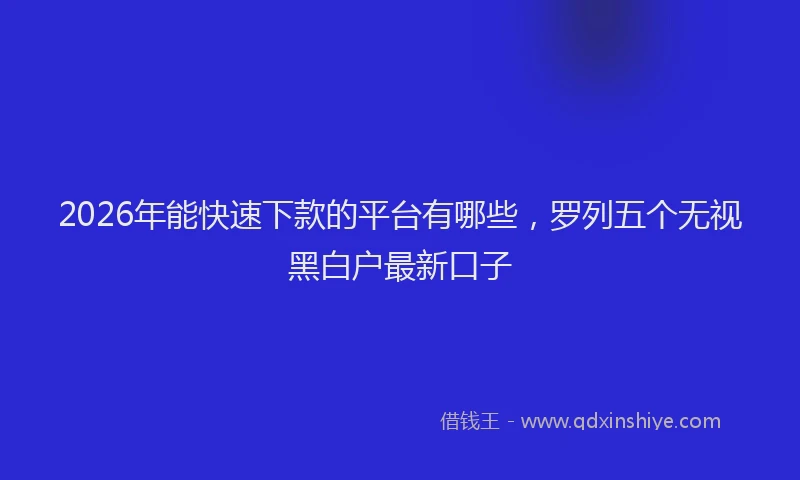 2026年能快速下款的平台有哪些，罗列五个无视黑白户最新口子