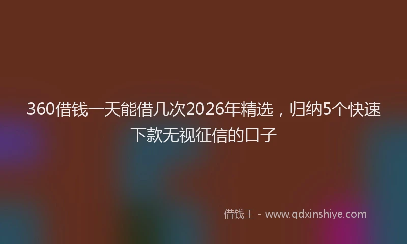360借钱一天能借几次2026年精选，归纳5个快速下款无视征信的口子