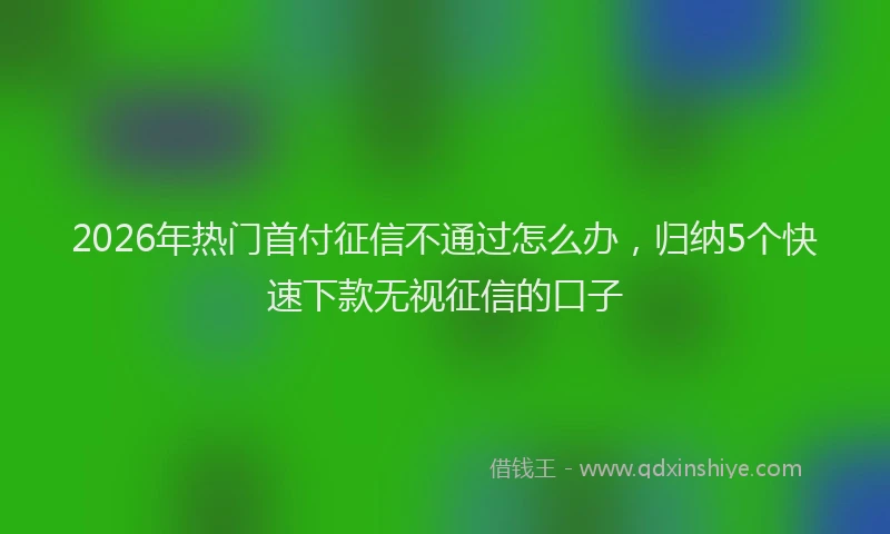 2026年热门首付征信不通过怎么办，归纳5个快速下款无视征信的口子