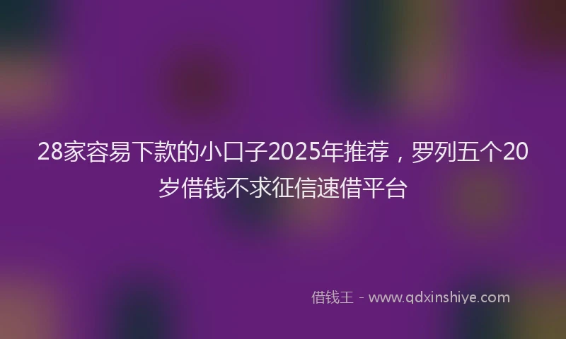 28家容易下款的小口子2025年推荐，罗列五个20岁借钱不求征信速借平台